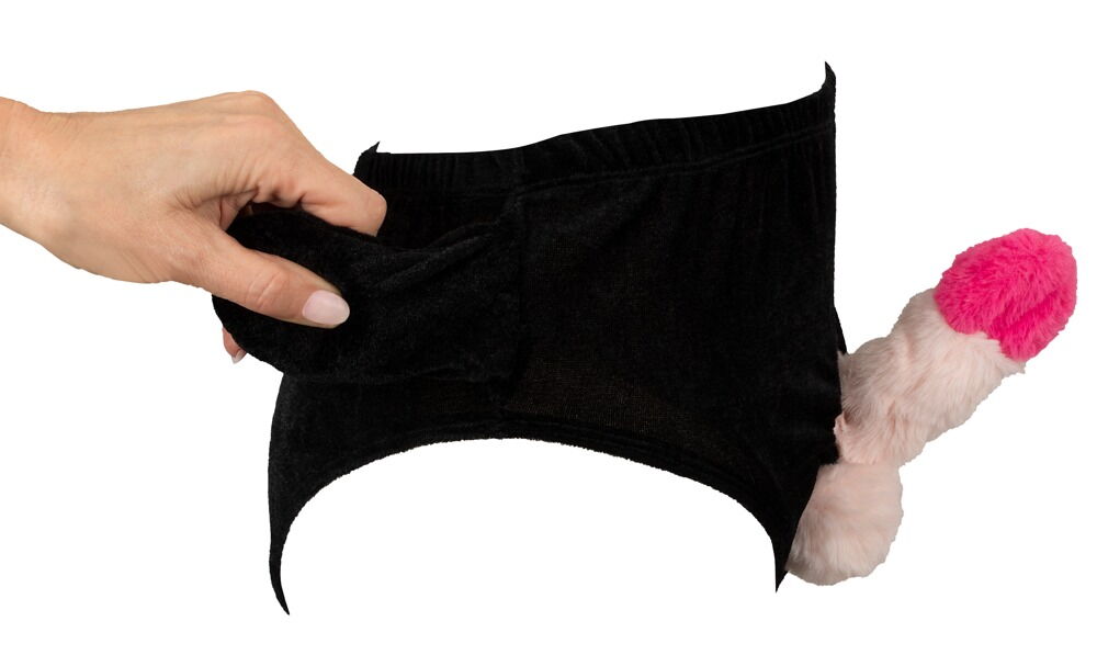 Gag-trusser med bevægelig plyspenis