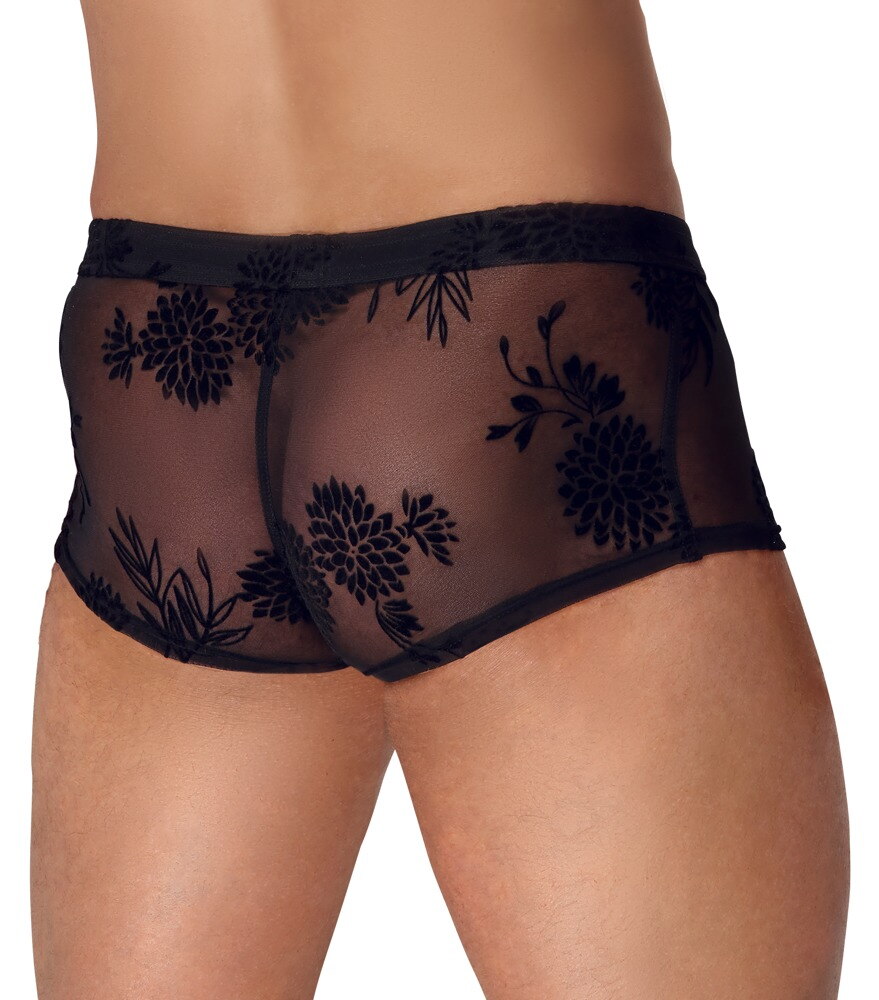 Pants i fint powernet med paradise velour fløjlsprint