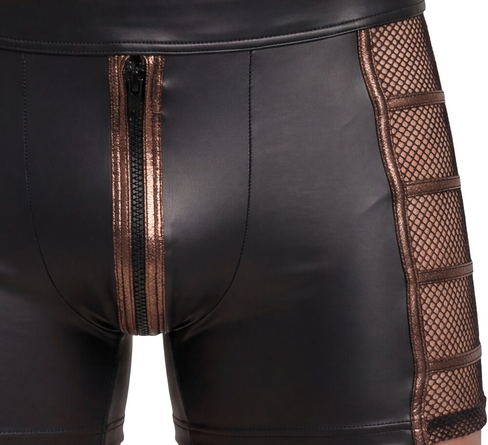 Pants i wetlook med mesh-indsatser