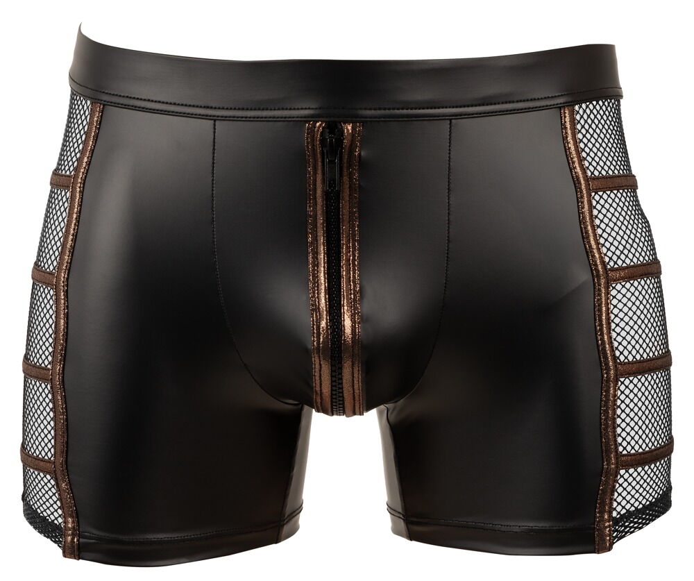 Pants i wetlook med mesh-indsatser