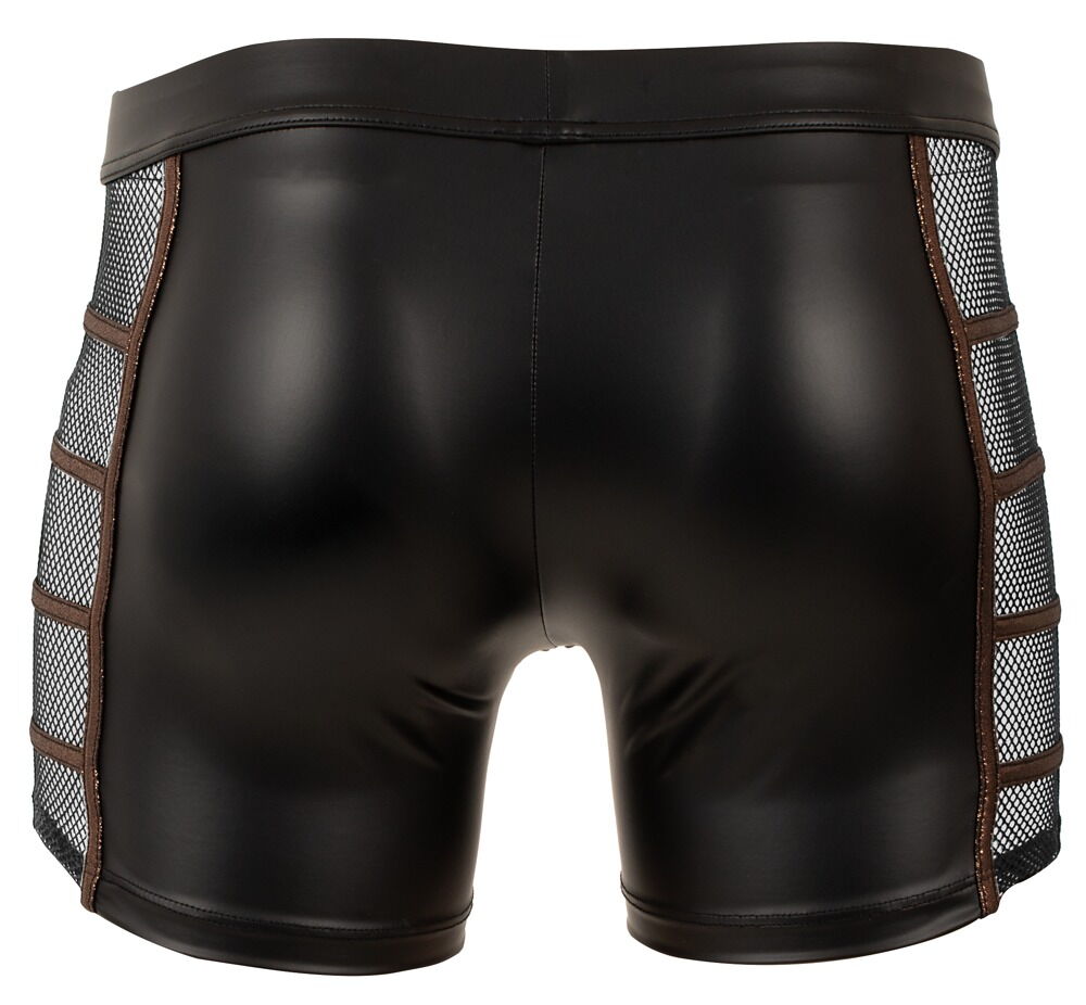 Pants i wetlook med mesh-indsatser