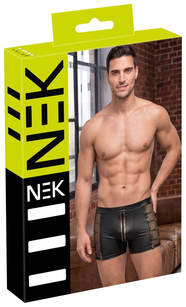 Pants i wetlook med mesh-indsatser