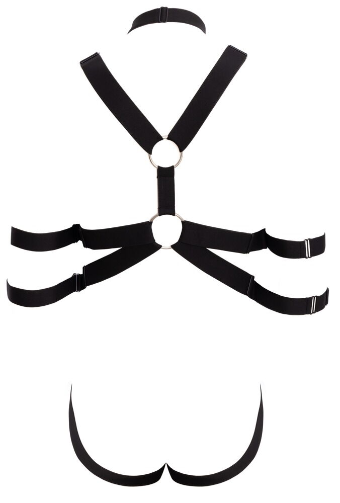 Harness med cockring og armmanchetter