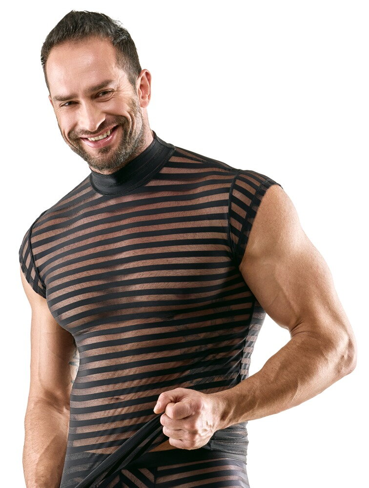 i et transparent stribet look