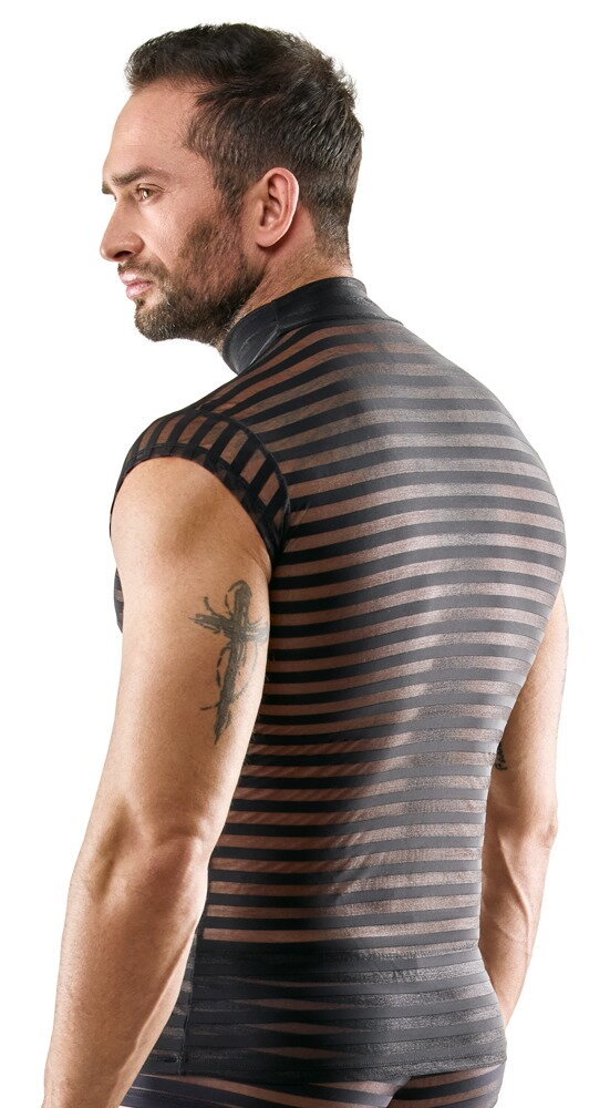 i et transparent stribet look