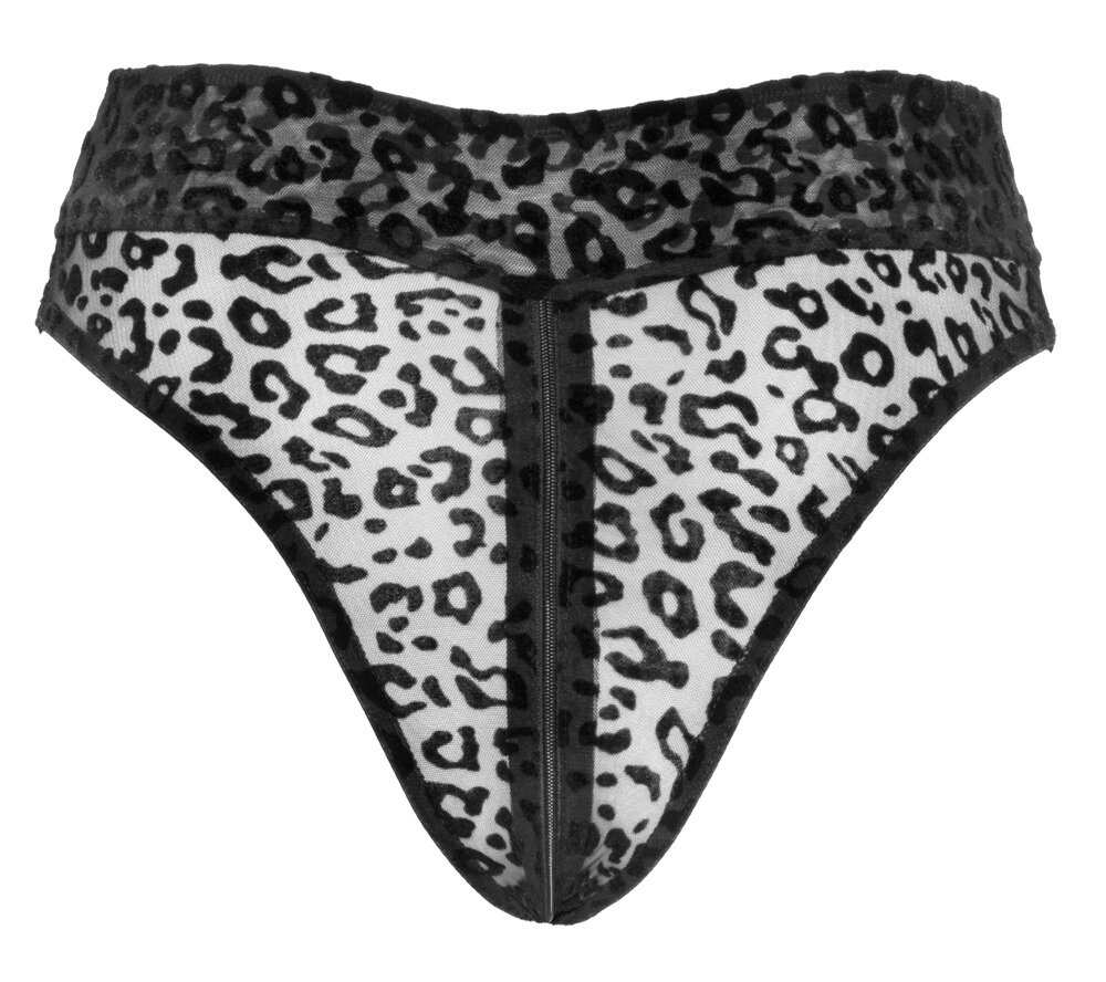 Trusser i elastisk fin mesh med flokprint