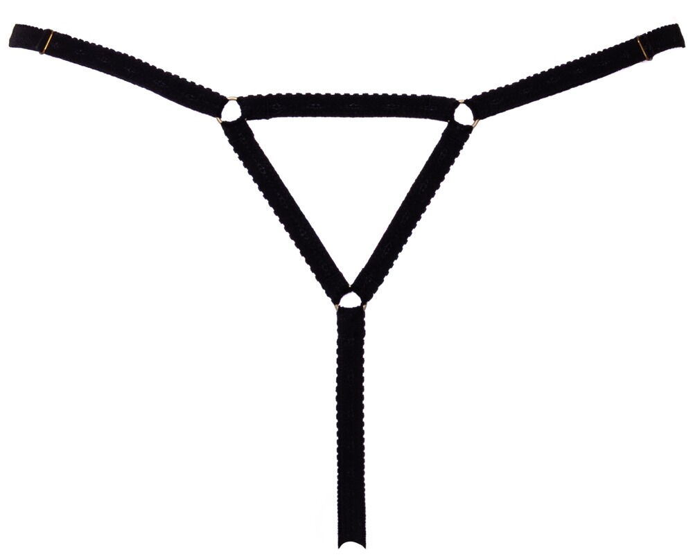 Bundløs G-streng med rhinsten-blomster