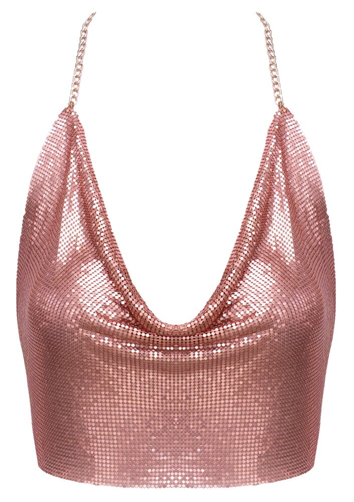 Metallic-top med vandfaldsudskæring