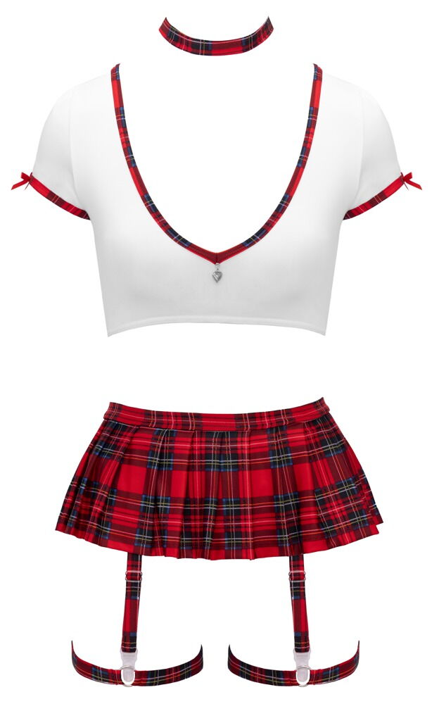 Flerdelt kostume i skoleuniformsstil