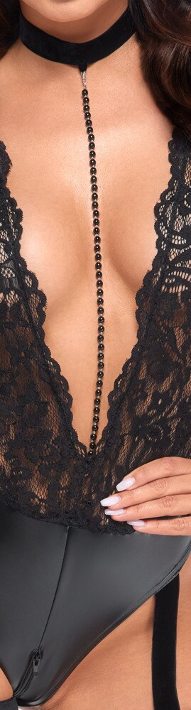 Body med strømpeholdere "Libido" i en fin blanding af materialer