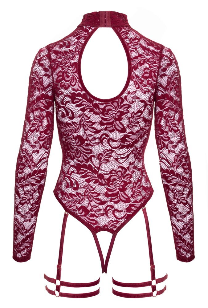 Body ouvert fremstillet af blonder og fløjl