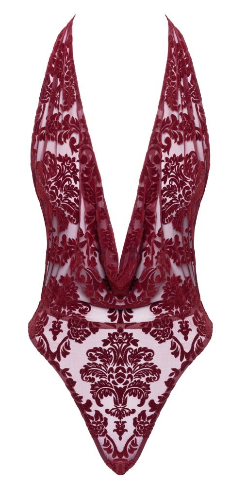 Body "Kink Royal" med fløjlsflockprint-ornamenter