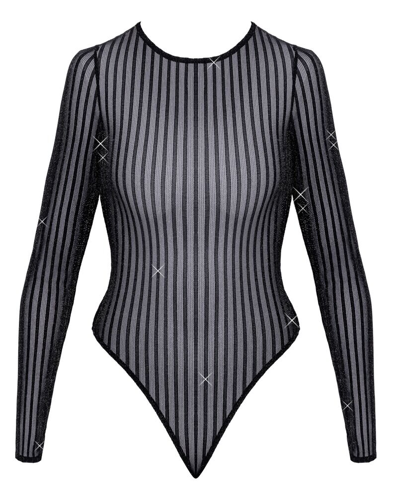 Body i et blændende sølvfarvet lurex-stribe-look