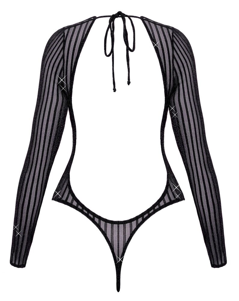 Body i et blændende sølvfarvet lurex-stribe-look