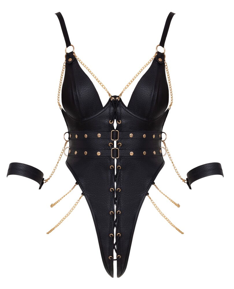 Bondage-body inklusive bløde armmanchetter