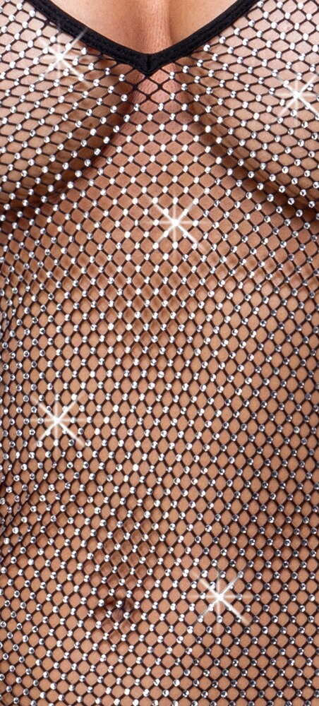 Net-minikjole med rhinestone-besætning over det hele