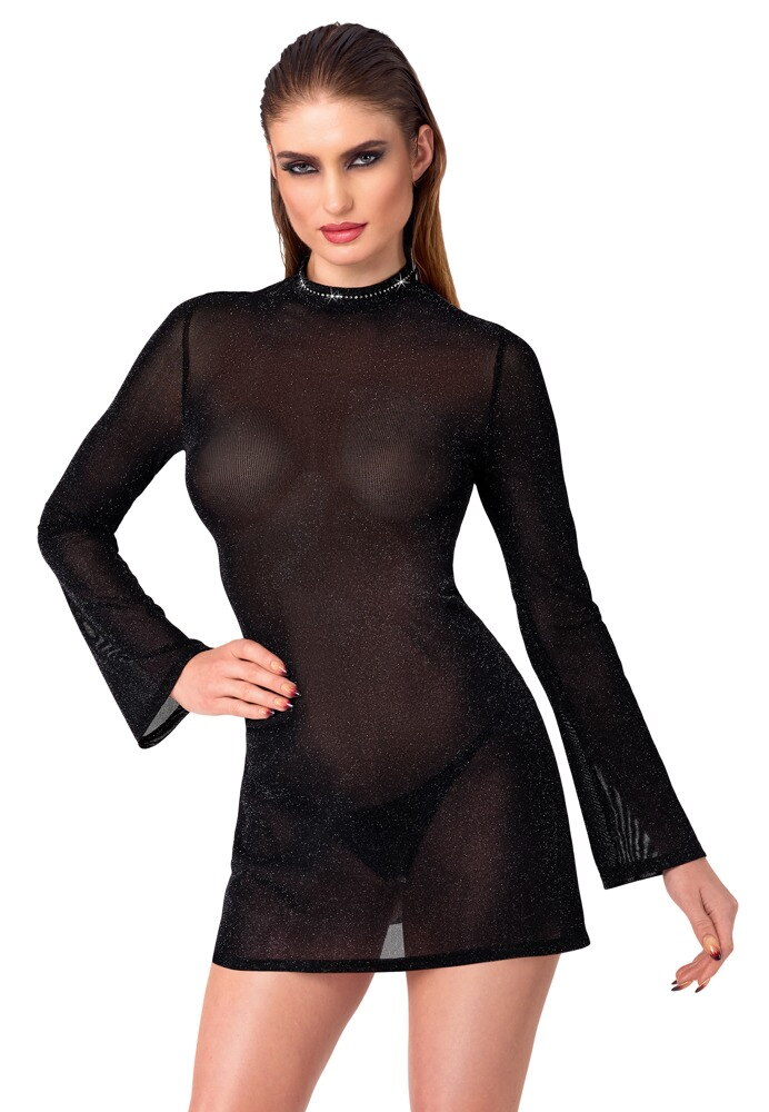 Minikjole i glitter-transparent