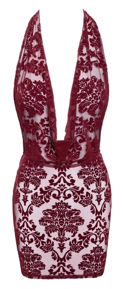 Minikjole "Kink Royal" med fløjlsflockprint-ornamenter