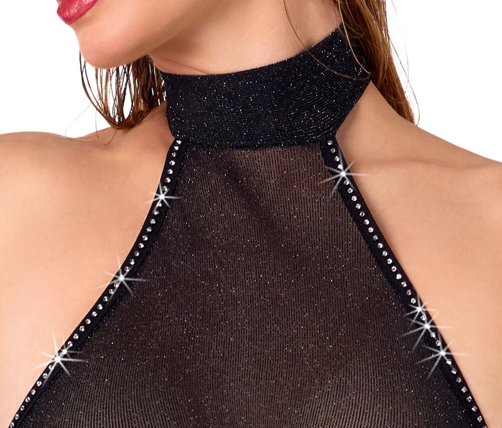 Jumpsuit i glittertransparens