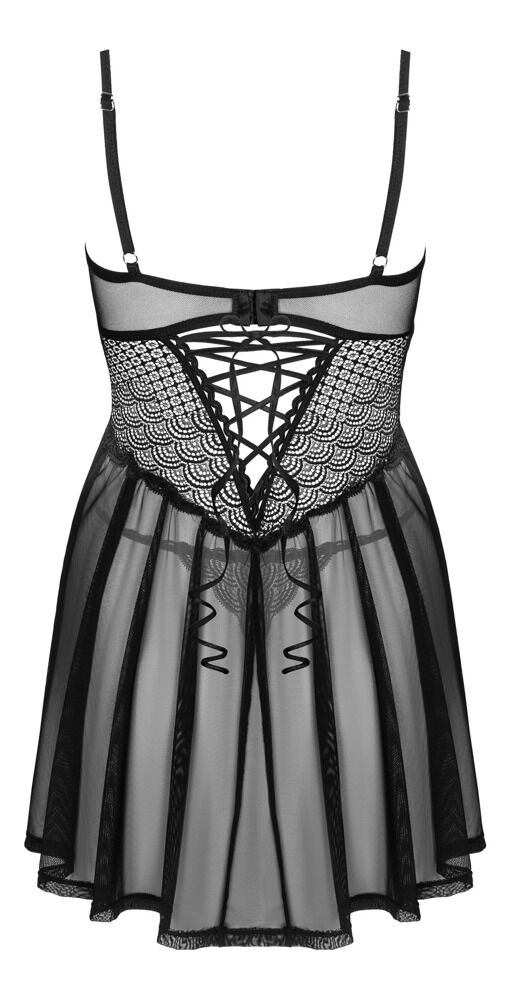 Babydoll plus string "Chemeris", transparent med effektfulde blonder