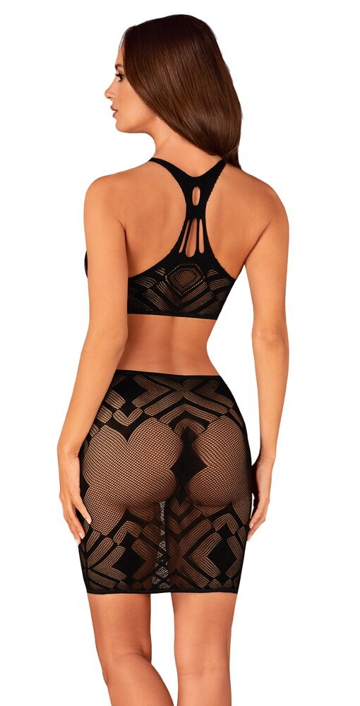 Top plus nederdel i et unikt mesh-look