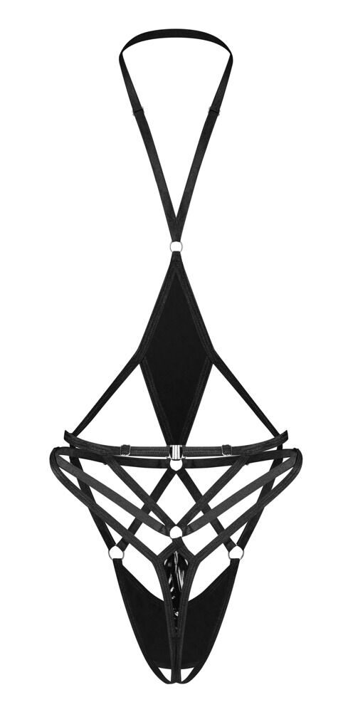 Åben bodysuit "Keira Lise" med lakindsatser