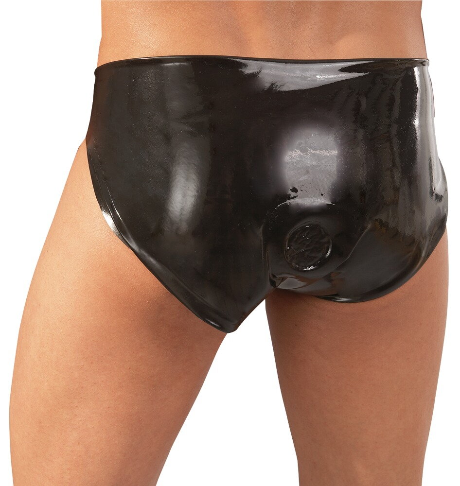 Slip ud af latex med analdildo