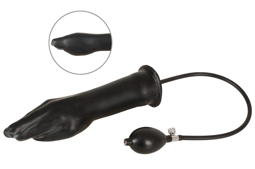 Oppustelig dildo i form af en hånd