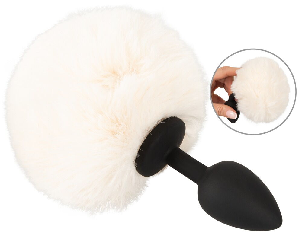 Analplug "fluffy tail size S" med kunstig pels-pompon
