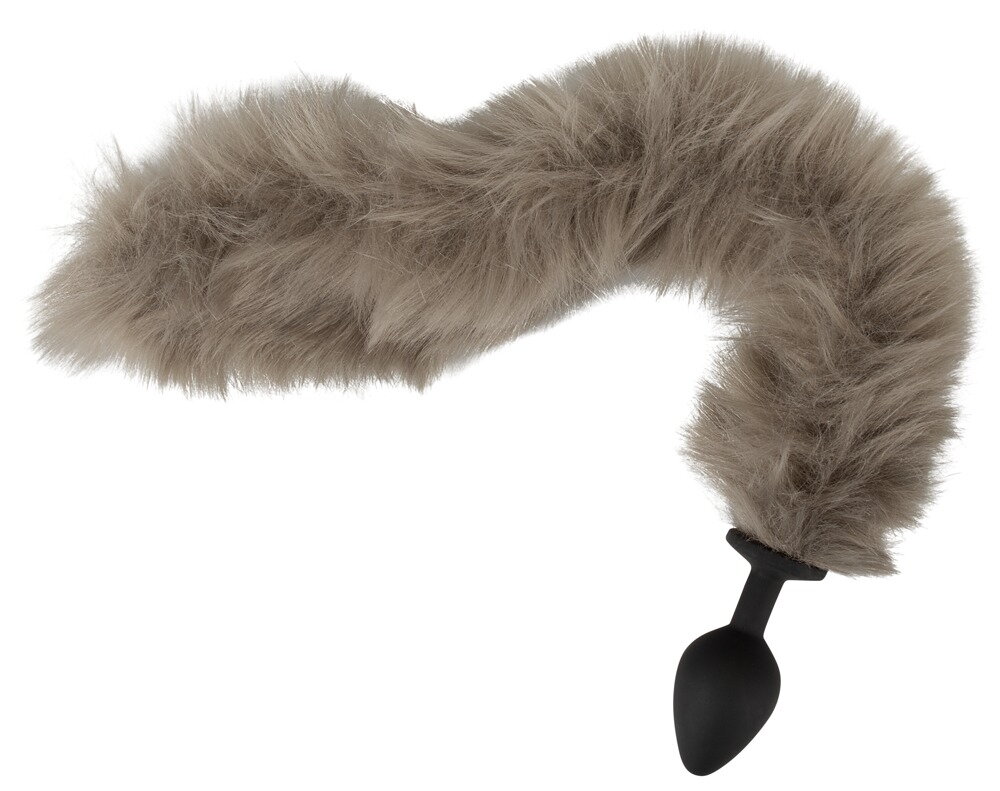 Analplug "fluffy tail" med lang kunstig pelshale