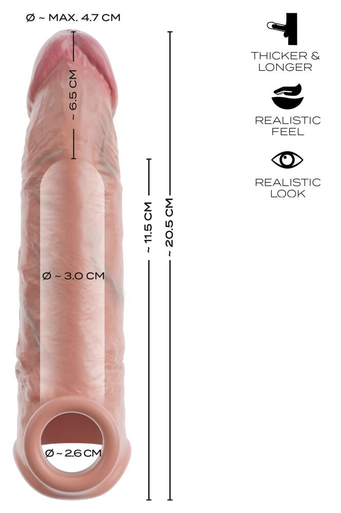 Penishylster "RealSleeve Extension“ med testikelring