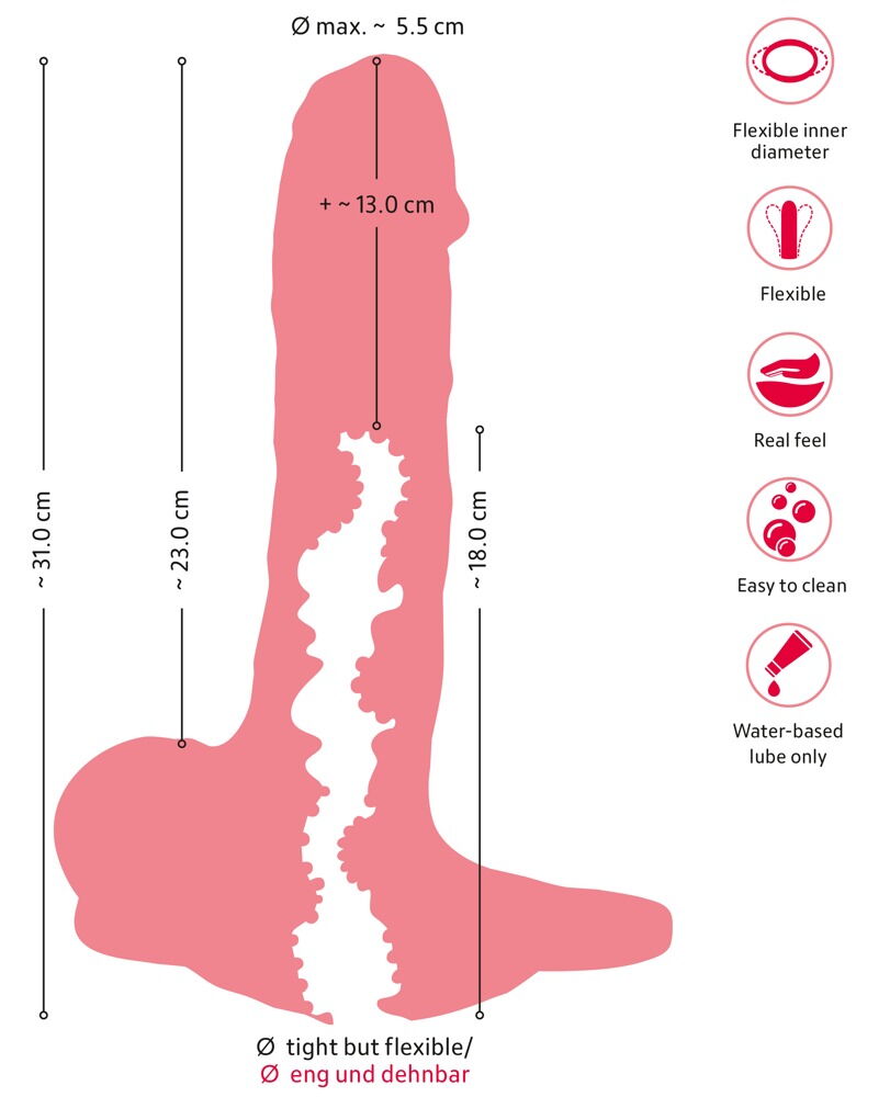 Dildo "3in1" også som penisforlænger og masturbator