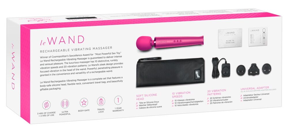Massagestav "le Wand", 20 vibrationstilstande, 10 hastigheder
