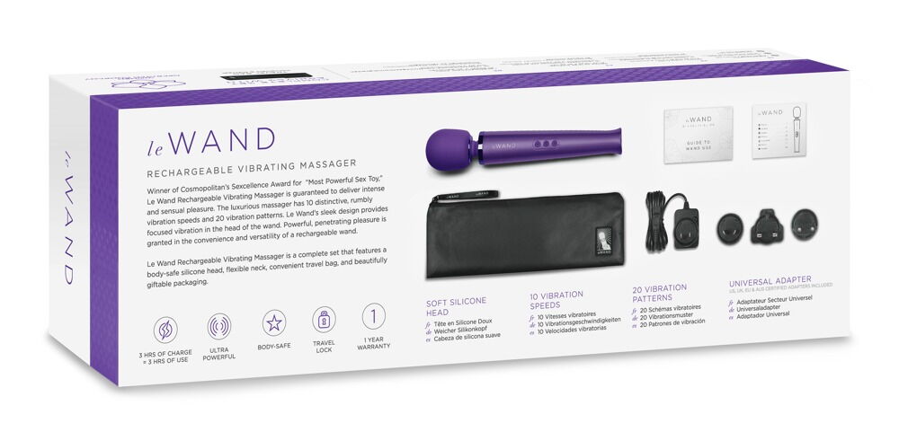 Massagestav "le Wand", 20 vibrationstilstande, 10 hastigheder