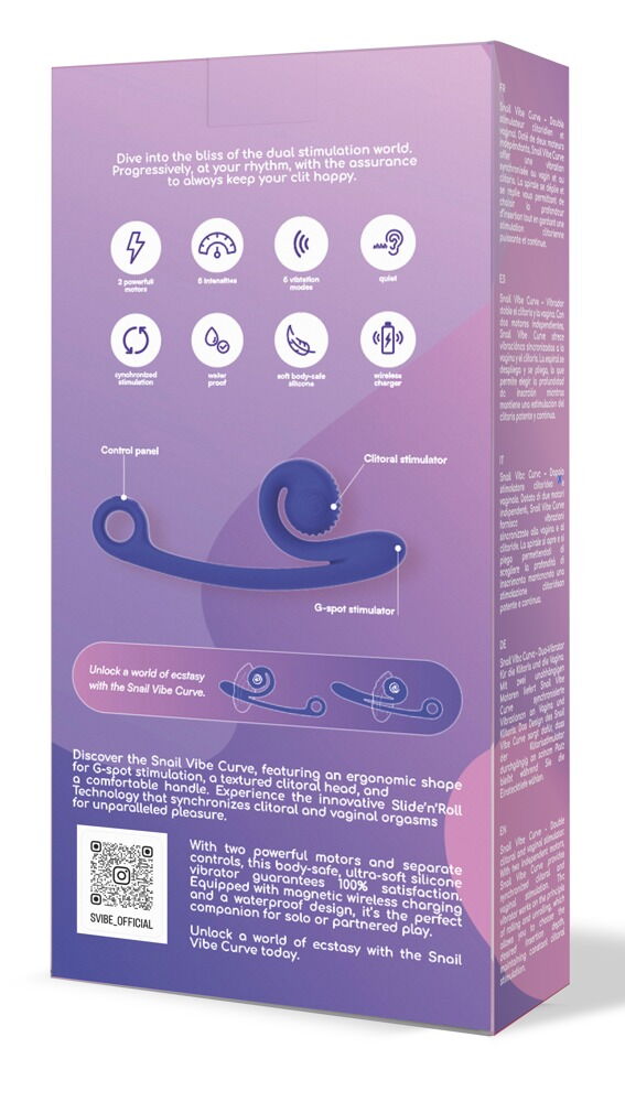 Vibrator "Snail Vibe Curve" med 2 motorer til 600 vibrationskombinationer