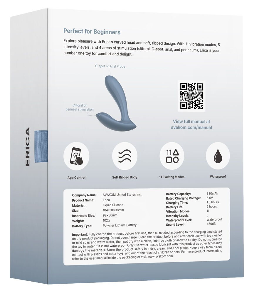 Trussevibrator "Erica", 11 vibrationstilstande via app eller på legetøjet