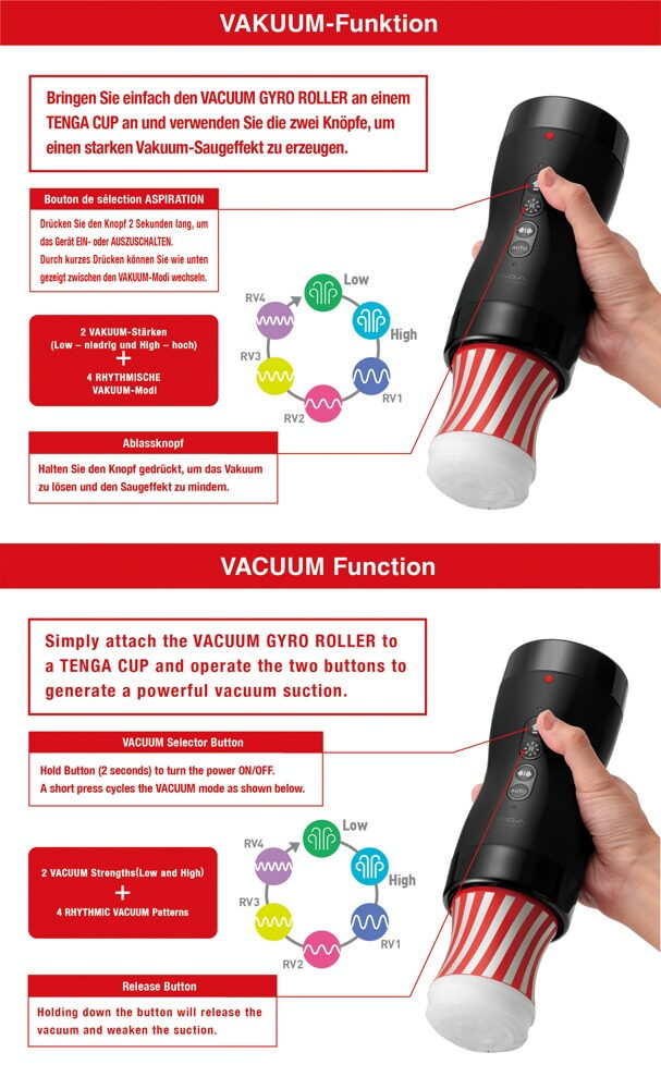 Onaniforsats "Vacuum Gyro Roller" inklusive rullende tenga-kop
