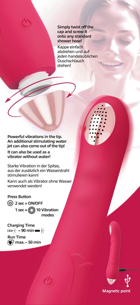 Vibrator "Showers to orgasm" som brusehoved