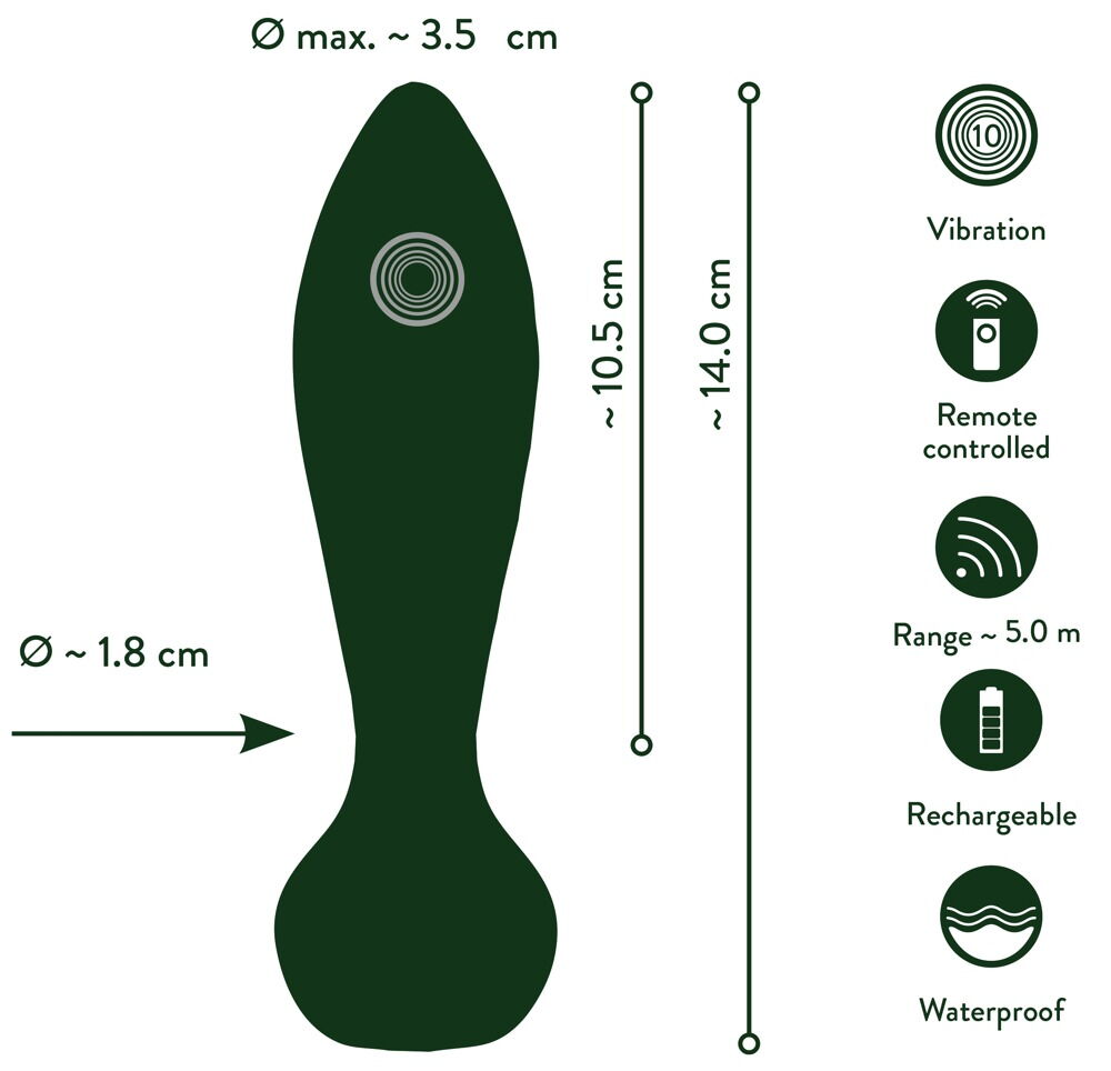 Analvibrator "Luxurious RC Anal Plug" med fjernbetjening