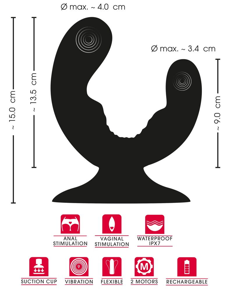 Dobbeltvibrator med sugekop