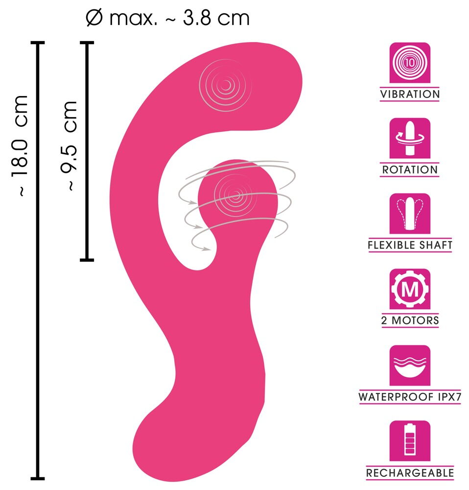 Rabbitvibrator "G-Spot" med roterende klitorisstimulator