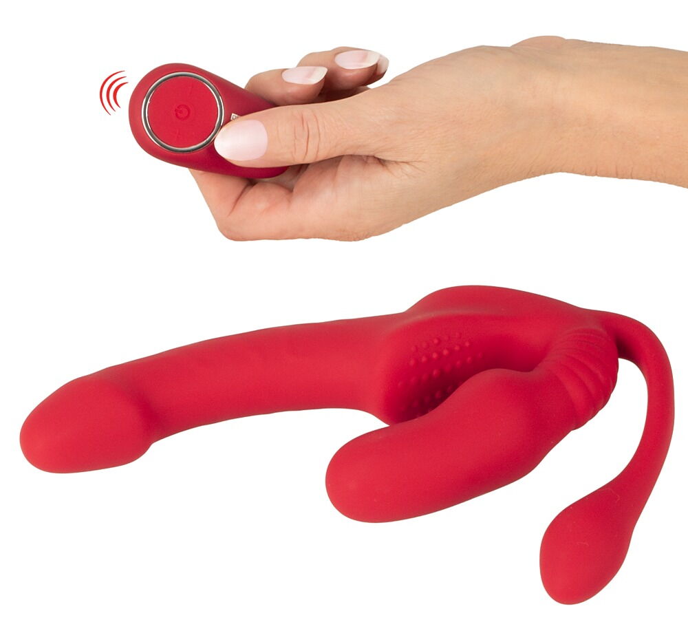 Strapless Strap-on "Triple Teaser RC" mit 3-facher Vibration