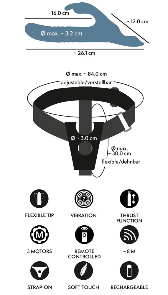 3-delt strap-on-sæt