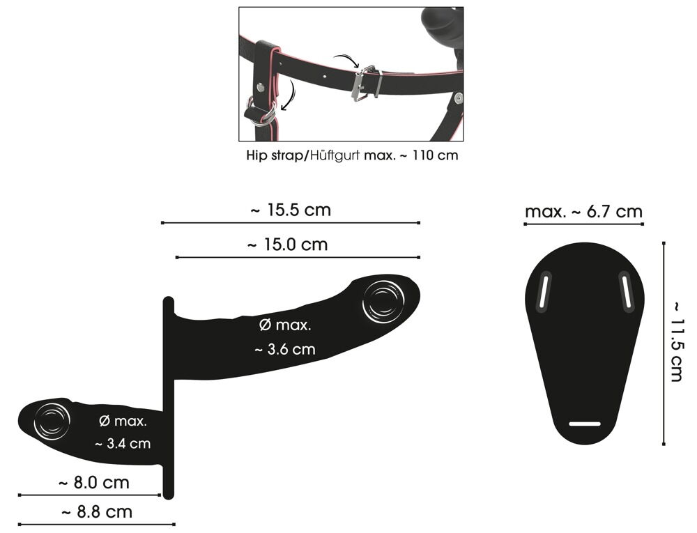 Strap-on "RC Vibrating Double" med udvendig og indvendig vibrator