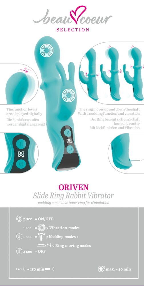 Rabbit Vibrator "ORIVEN" med bankende impulser & slide massagering