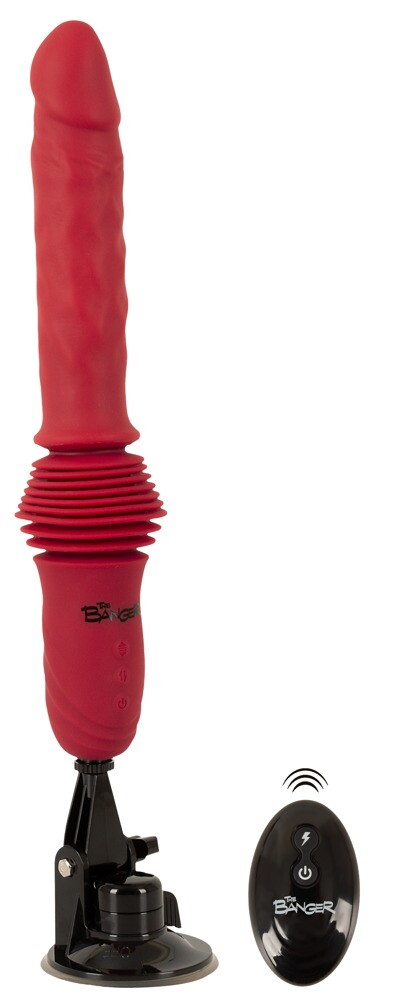 Stødvibrator "RC Double Thrusting Fucking Machine" med aftagelig sugekop