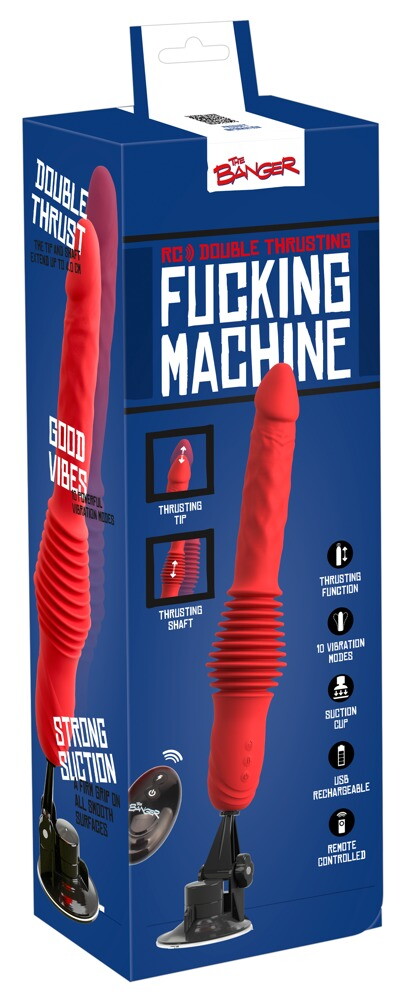 Stødvibrator "RC Double Thrusting Fucking Machine" med aftagelig sugekop