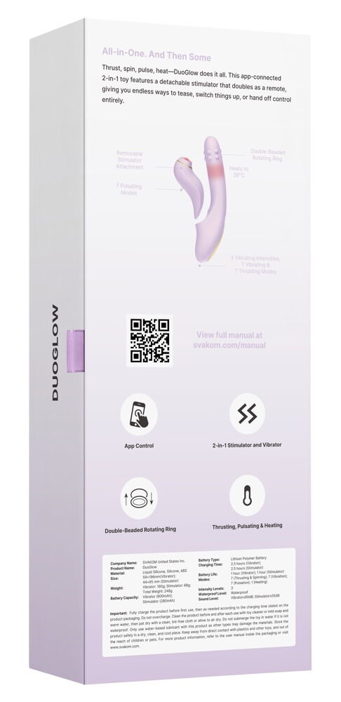 Stødvibrator "DuoGlow” med pulsatorstimulator
