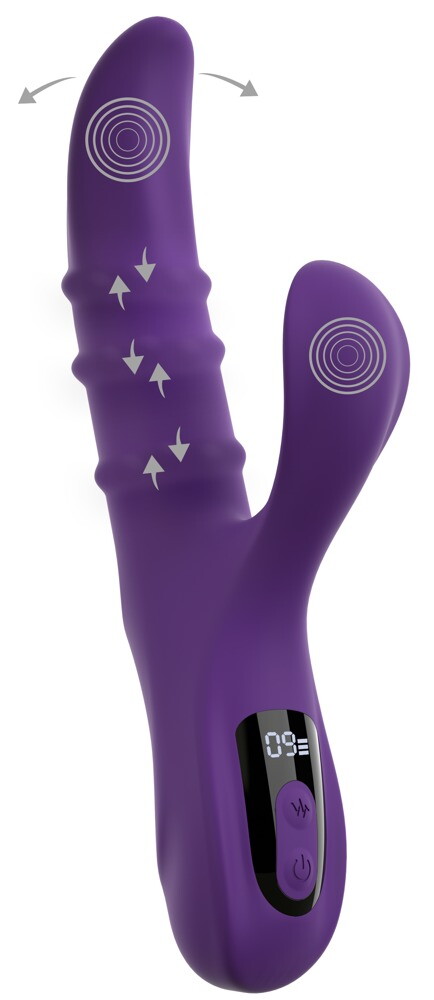 Rabbit vibrator med 3 bevægelige massageringe