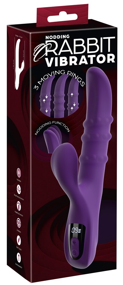 Rabbit vibrator med 3 bevægelige massageringe